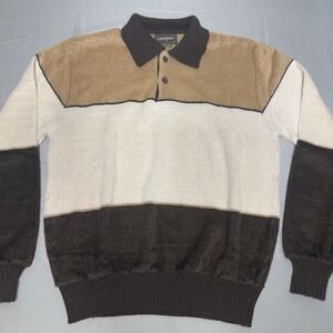Campus Rugby Style 70's Polo Velour Color Block Large Golf Vintage Men's Preppy